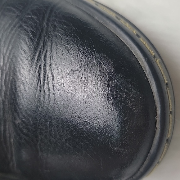 DR. MARTENS Stratford Black Leather Floral Lined Lace Up Fold Over Punk Boots 7 - Picture 12 of 15